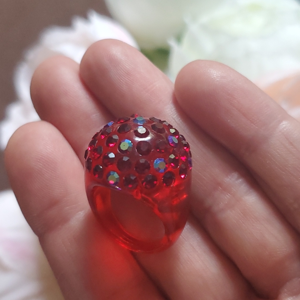 Bling Bauble Ring- Merlot Red